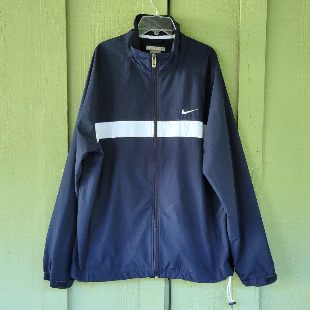 NIKE Navy Blue Windbreaker Zip Front Jacket XL